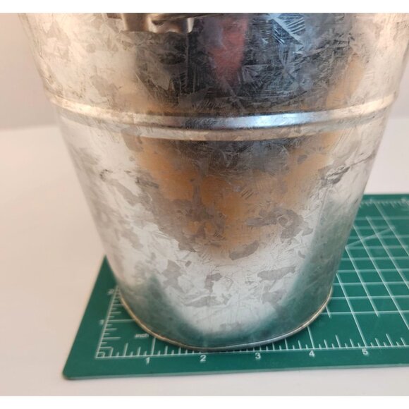 Galvanized Steel Metal Bucket With Handle Sturdy Decorative Storage Or Utility - Picture 5 of 6